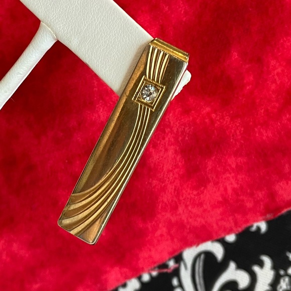 Vintage Gold Anson Tie Clip With Diamond Stud - Picture 3 of 8